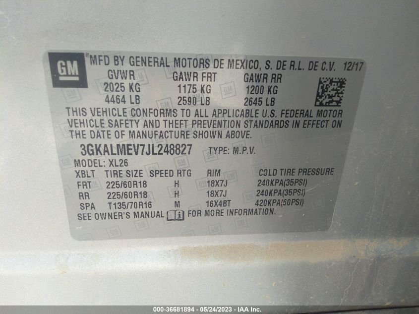 2018 GMC TERRAIN SLE - 3GKALMEV7JL248827
