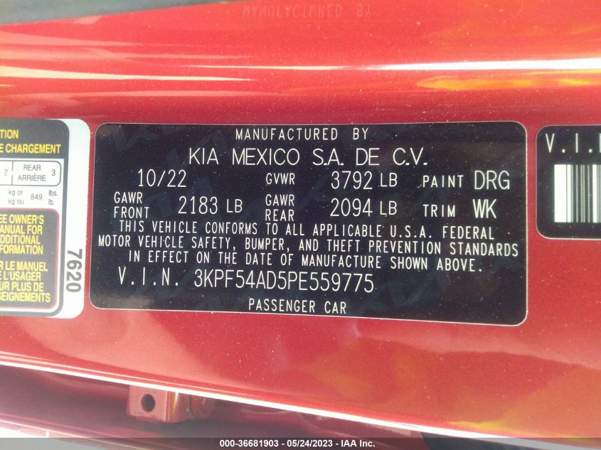 2023 KIA FORTE GT-LINE - 3KPF54AD5PE559775