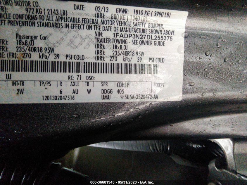 2013 FORD FOCUS TITANIUM - 1FADP3N27DL255375