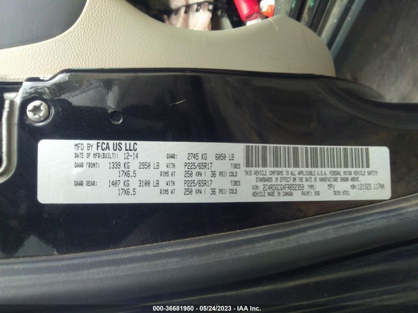 2015 DODGE GRAND CARAVAN SXT - 2C4RDGCGXFR652359