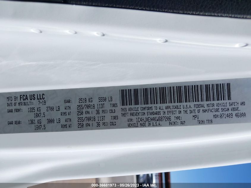 2019 JEEP WRANGLER UNLIMITED SAHARA - 1C4HJXEN4KW687206