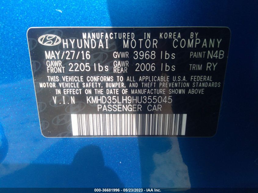 2017 HYUNDAI ELANTRA GT - KMHD35LH9HU355045