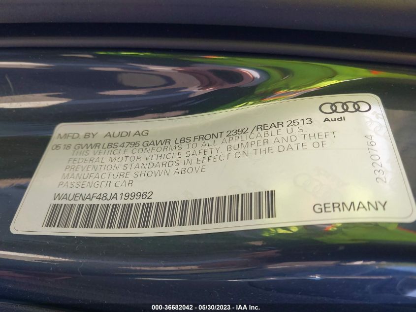 2018 AUDI A4 PREMIUM PLUS - WAUENAF48JA199962