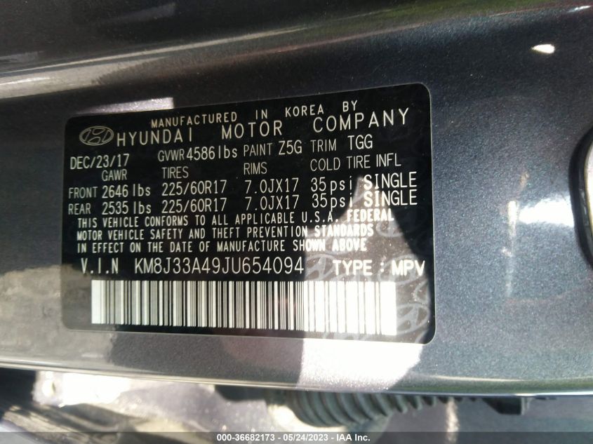 2018 HYUNDAI TUCSON SEL - KM8J33A49JU654094