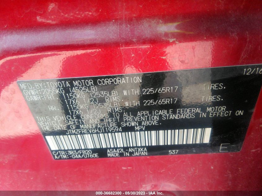 2017 TOYOTA RAV4 LE - JTMZFREV6HJ119594