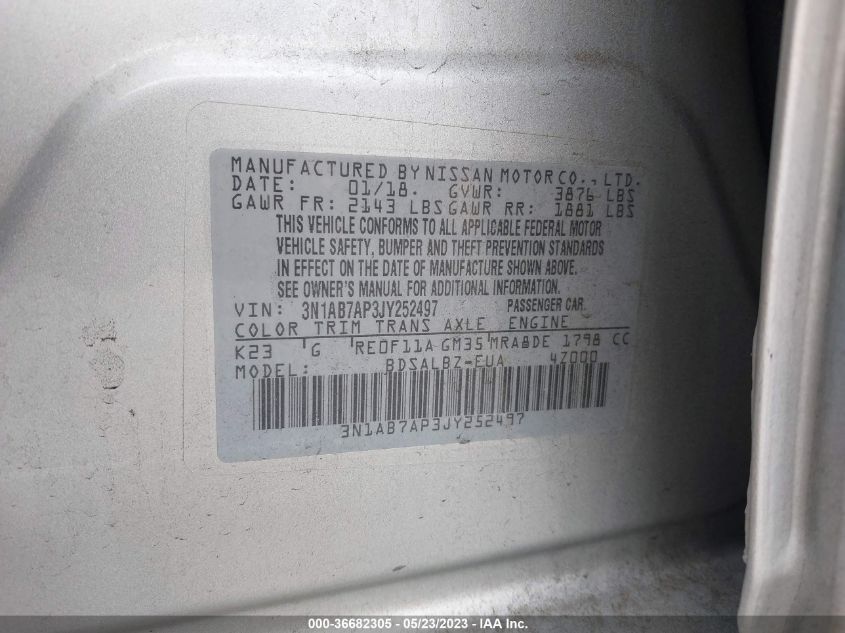 2018 NISSAN SENTRA S - 3N1AB7AP3JY252497