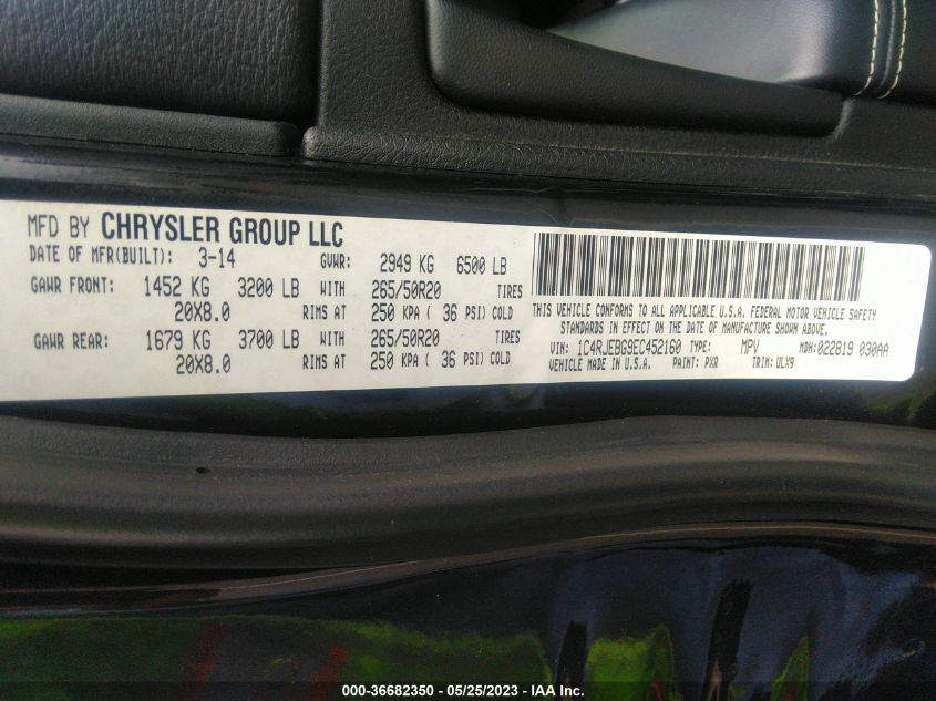 2014 JEEP GRAND CHEROKEE LIMITED - 1C4RJEBG9EC452160