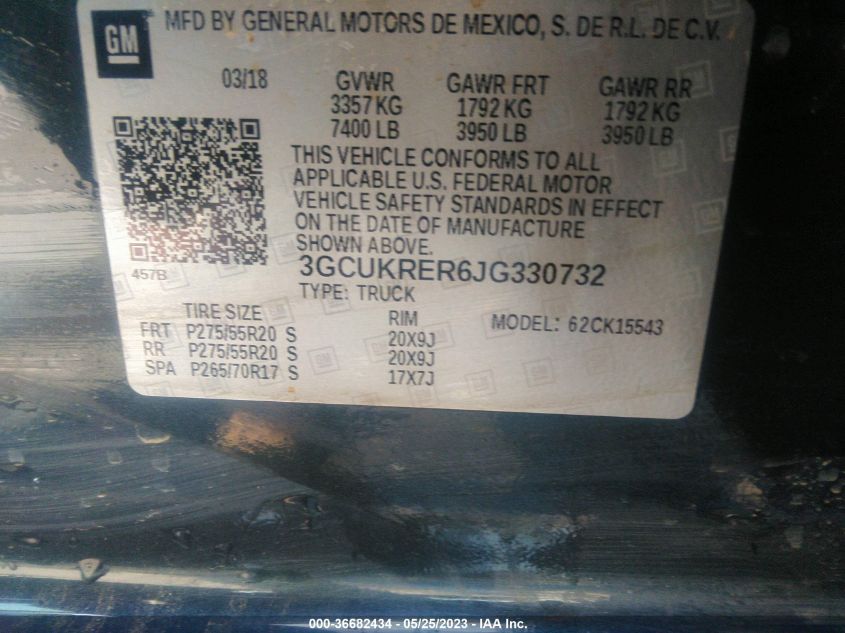 2018 CHEVROLET SILVERADO 1500 LT - 3GCUKRER6JG330732