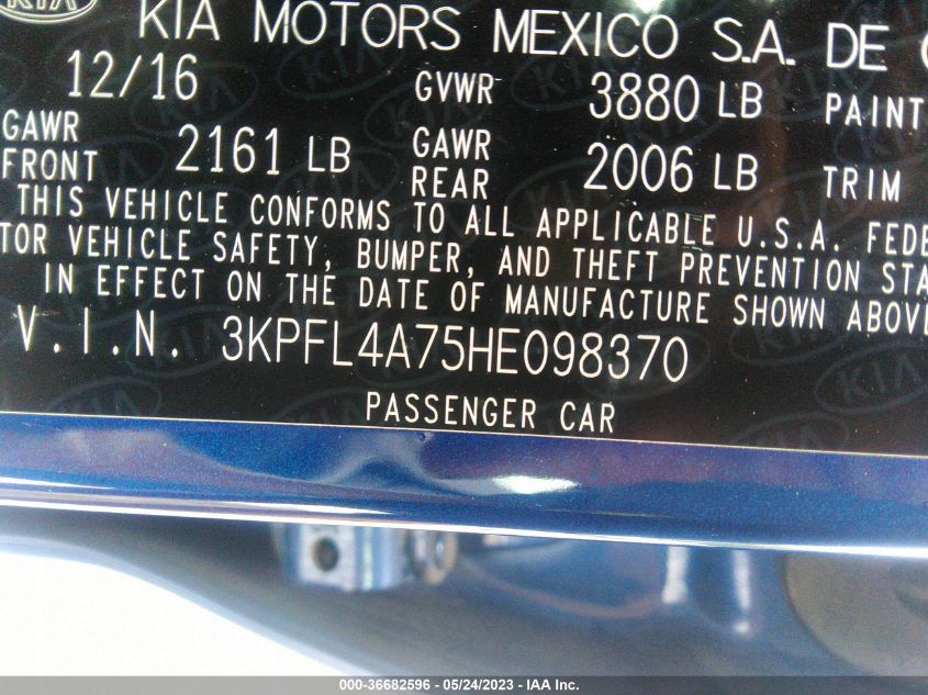 2017 KIA FORTE LX - 3KPFL4A75HE098370