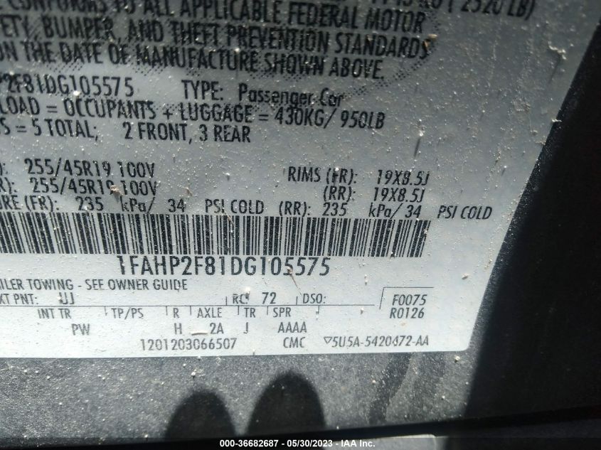 2013 FORD TAURUS LIMITED - 1FAHP2F81DG105575