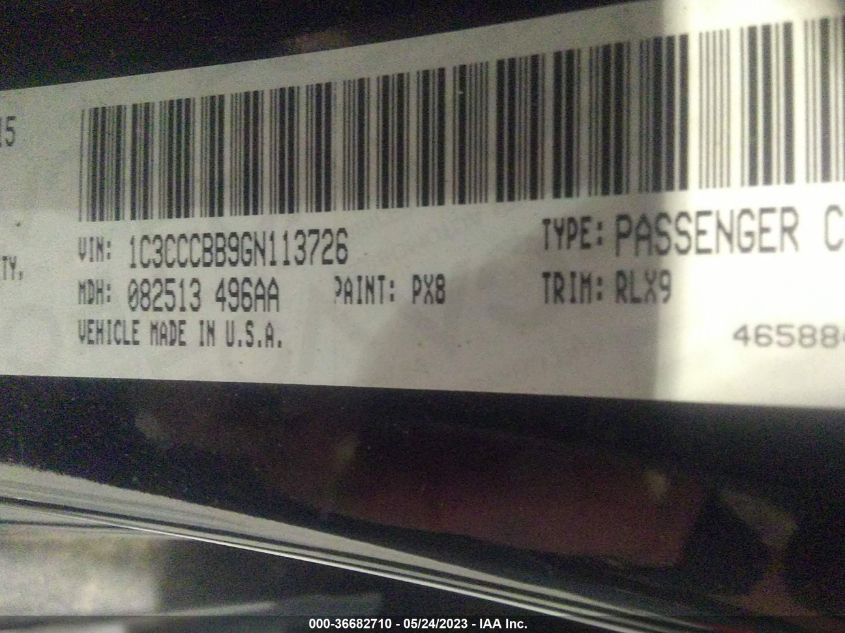 2016 CHRYSLER 200 S - 1C3CCCBB9GN113726