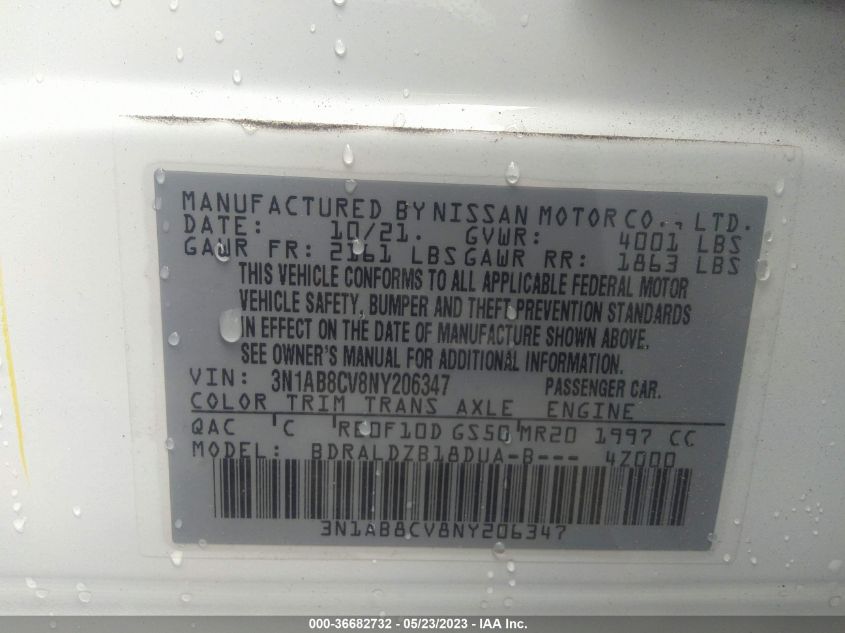 2022 NISSAN SENTRA SV - 3N1AB8CV8NY206347