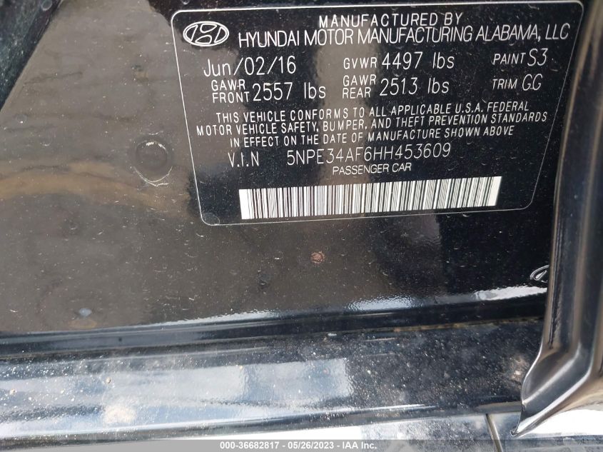 2017 HYUNDAI SONATA SPORT - 5NPE34AF6HH453609