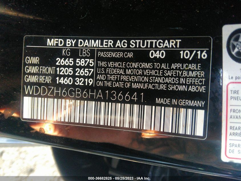 2017 MERCEDES-BENZ E-CLASS E 400 - WDDZH6GB6HA136641