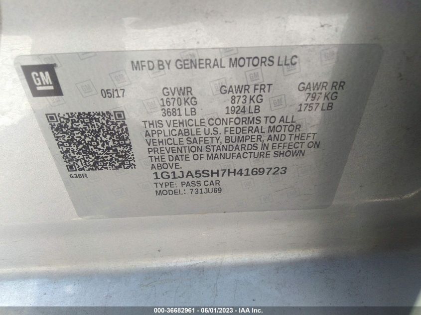 2017 CHEVROLET SONIC LS - 1G1JA5SH7H4169723
