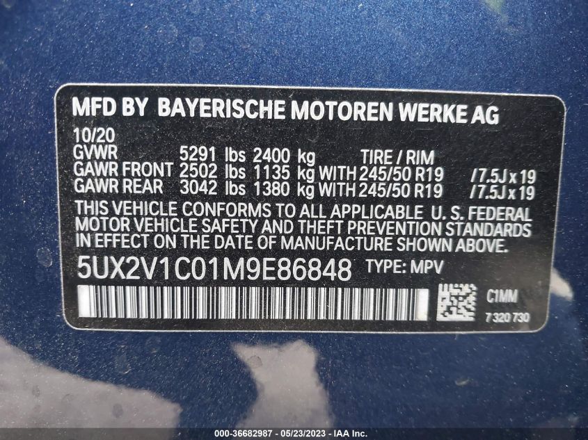 2021 BMW X4 XDRIVE30I - 5UX2V1C01M9E86848