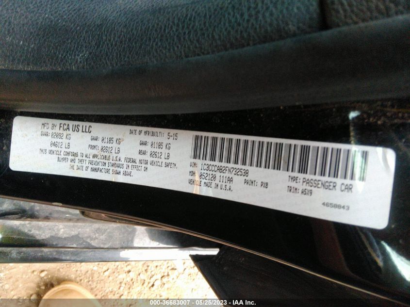 2015 CHRYSLER 200 LIMITED - 1C3CCCAB2FN732538
