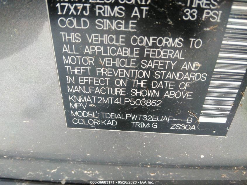 2020 NISSAN ROGUE S - KNMAT2MT4LP503862