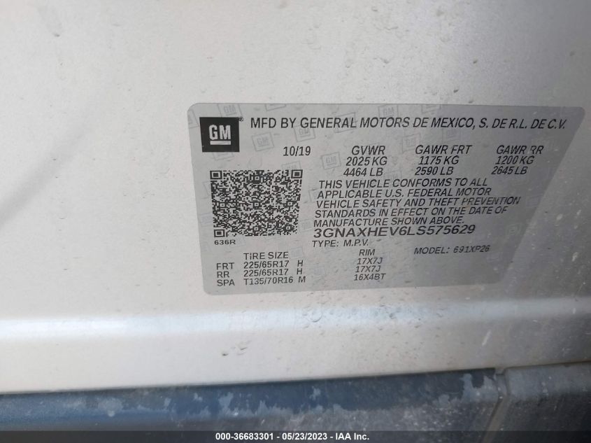 2020 CHEVROLET EQUINOX LS - 3GNAXHEV6LS575629