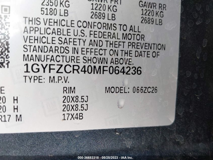 2021 CADILLAC XT4 FWD PREMIUM LUXURY 1GYFZCR40MF064236