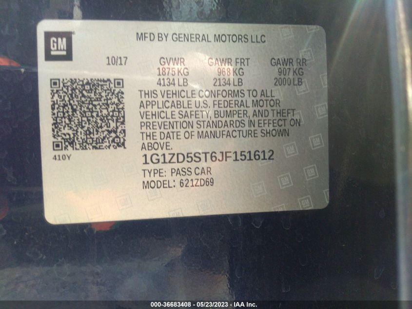 2018 CHEVROLET MALIBU LT - 1G1ZD5ST6JF151612