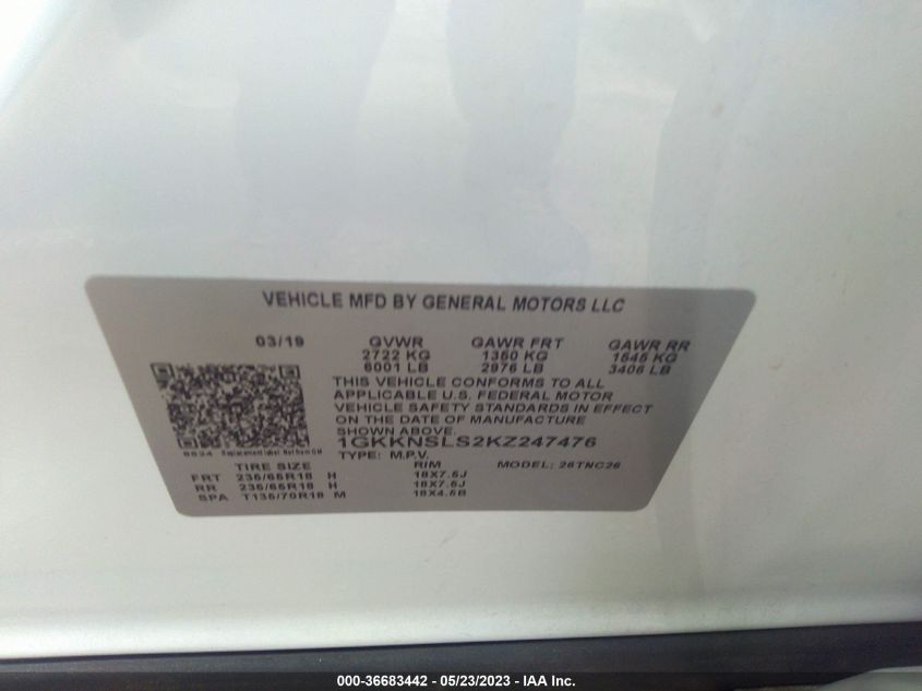2019 GMC ACADIA SLE - 1GKKNSLS2KZ247476
