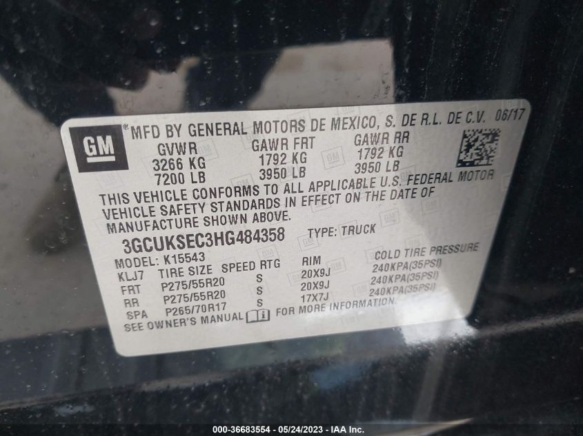 2017 CHEVROLET SILVERADO 1500 LTZ - 3GCUKSEC3HG484358