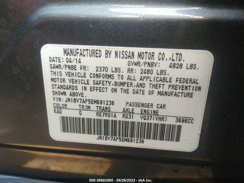 2014 INFINITI Q50 SPORT - JN1BV7AP5EM691236