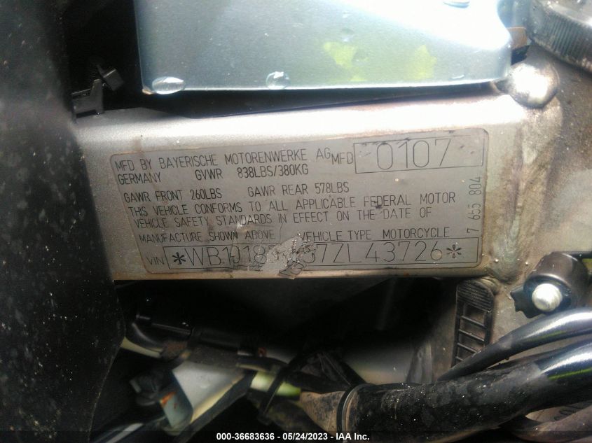 2007 BMW F650 GS WB10185A57ZL43726