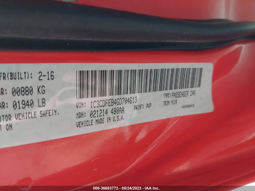 2016 DODGE DART GT - 1C3CDFEB4GD704613