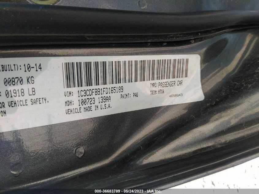2015 DODGE DART SXT - 1C3CDFBB1FD165189