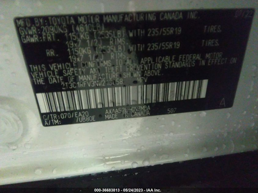 2022 TOYOTA RAV4 XLE PREMIUM - 2T3C1RFV3NW213058