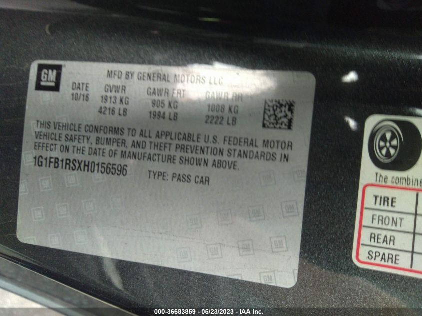 2017 CHEVROLET CAMARO 1LT - 1G1FB1RSXH0156596