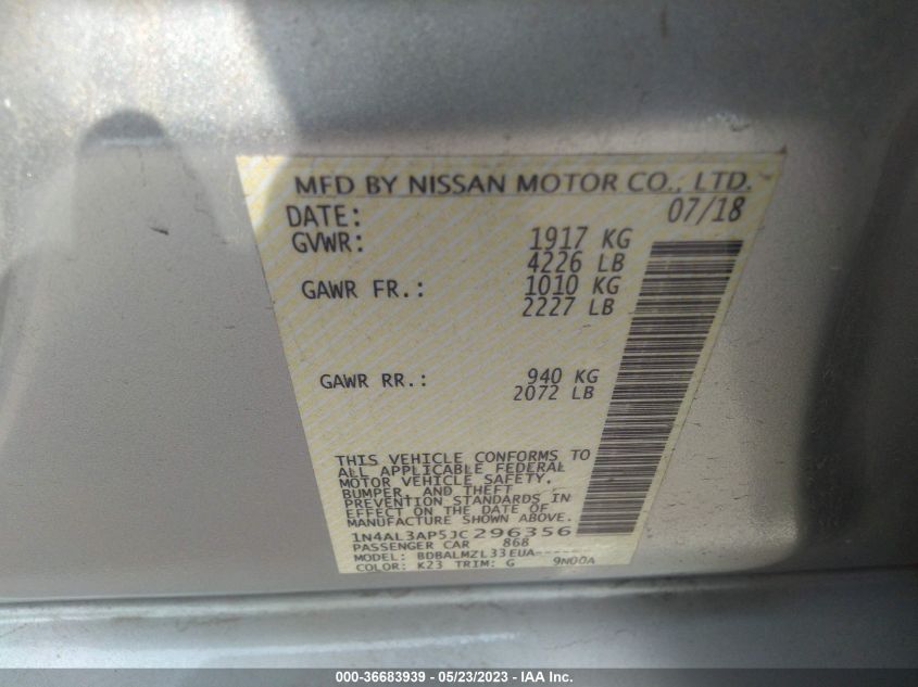2018 NISSAN ALTIMA 2.5 SV - 1N4AL3AP5JC296356