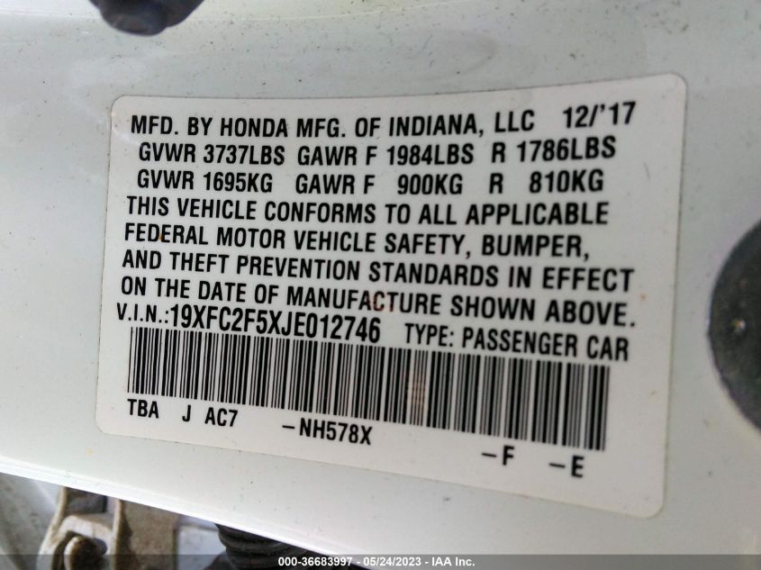 2018 HONDA CIVIC SEDAN LX - 19XFC2F5XJE012746