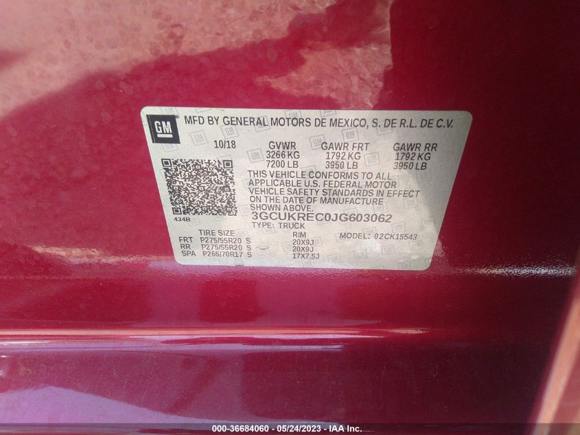 2018 CHEVROLET SILVERADO 1500 LT - 3GCUKREC0JG603062