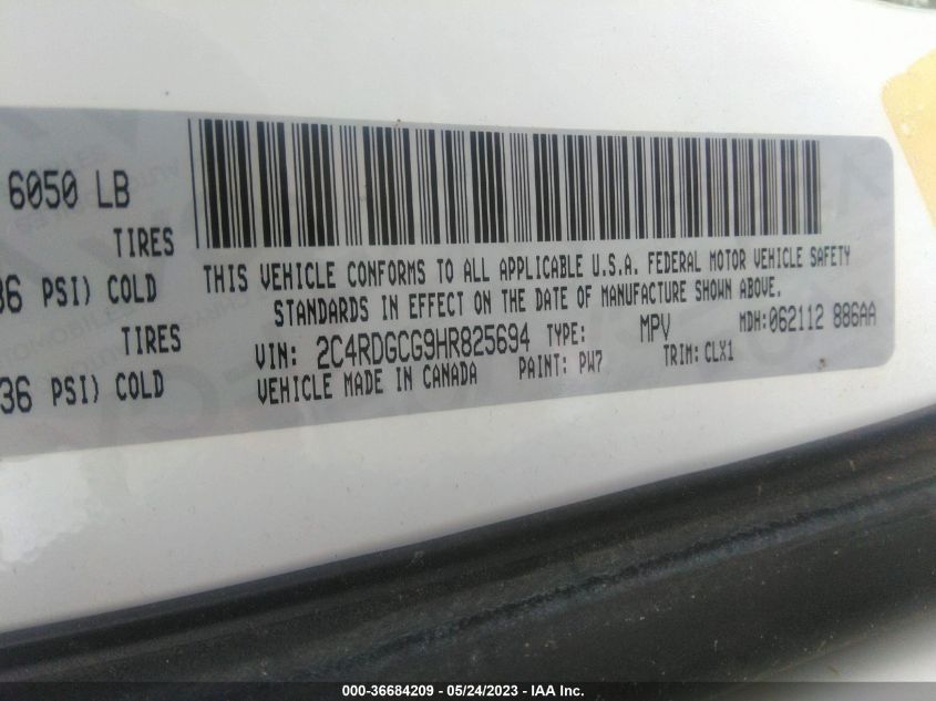 2017 DODGE GRAND CARAVAN SXT - 2C4RDGCG9HR825694