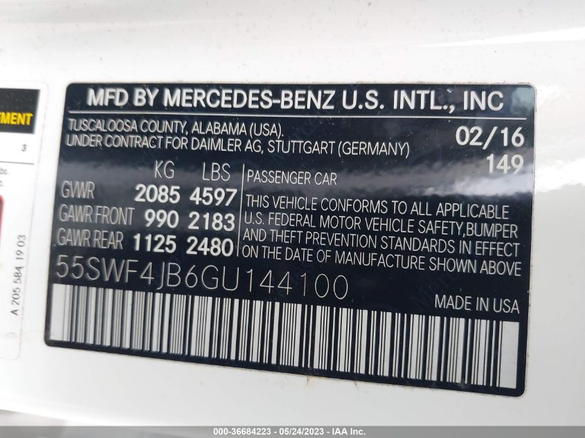 2016 MERCEDES-BENZ C-CLASS C 300 - 55SWF4JB6GU144100