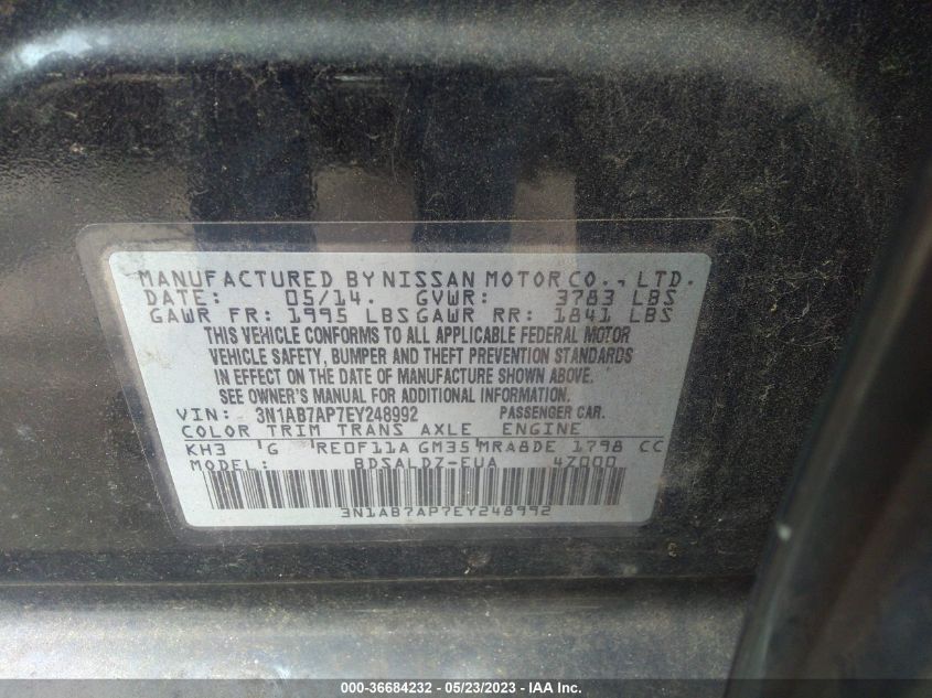 2014 NISSAN SENTRA SV - 3N1AB7AP7EY248992