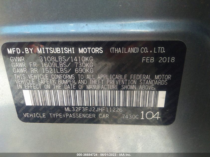 2018 MITSUBISHI MIRAGE G4 ES - ML32F3FJ2JHF11226