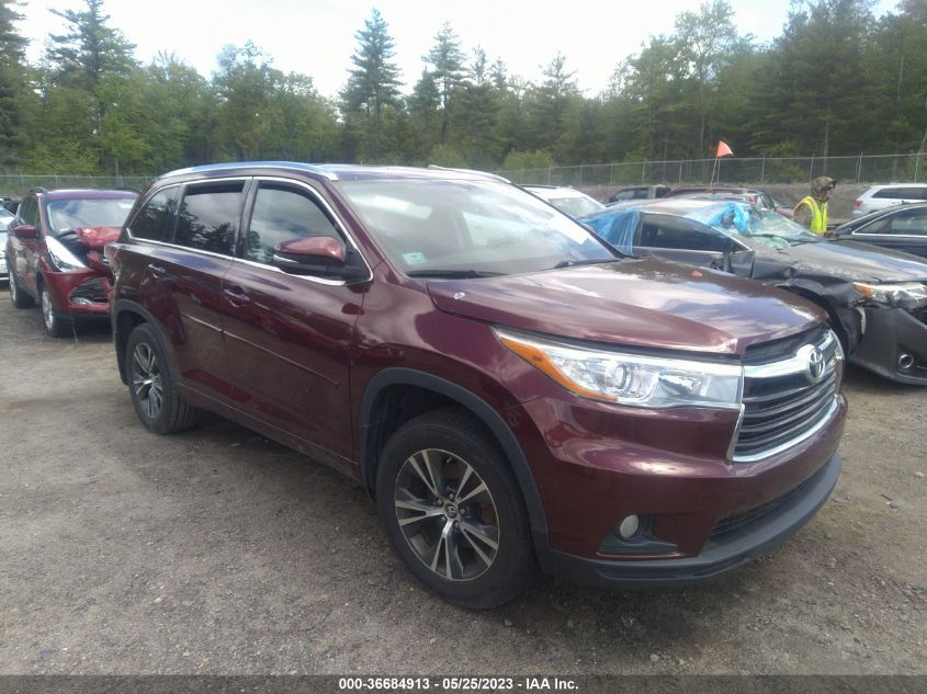 2016 TOYOTA HIGHLANDER XLE - 5TDJKRFH9GS326080