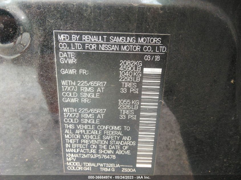 2018 NISSAN ROGUE S - KNMAT2MT9JP576478