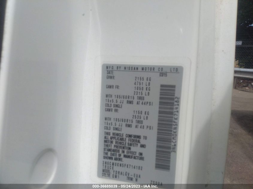 2015 NISSAN NV200 SV - 3N6CM0KN5FK714182