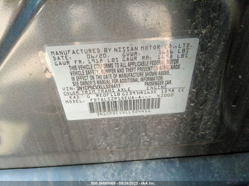 2020 NISSAN KICKS SV - 3N1CP5CVXLL524411