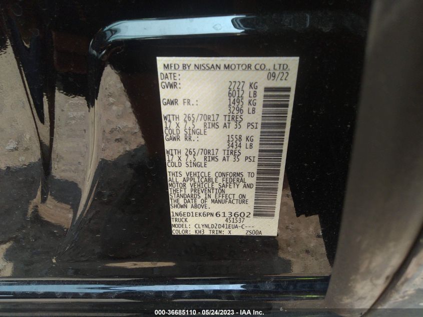 2023 NISSAN FRONTIER PRO-4X - 1N6ED1EK6PN613602