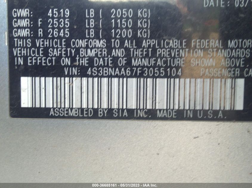 2015 SUBARU LEGACY 2.5I - 4S3BNAA67F3055104