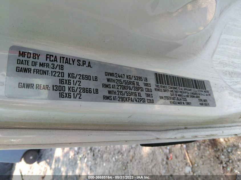 2018 RAM PROMASTER CITY TRADESMAN ZFBERFAB7J6J47335
