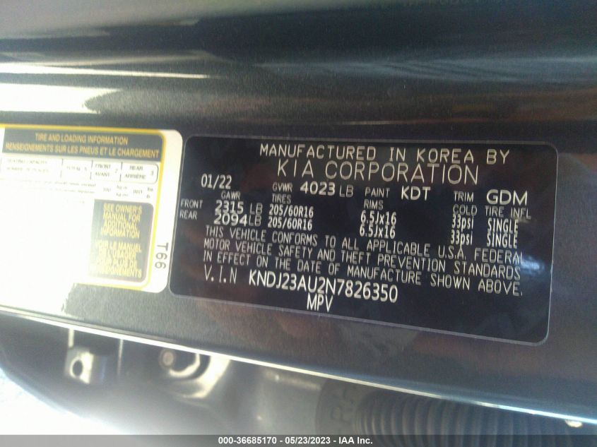 2022 KIA SOUL LX - KNDJ23AU2N7826350