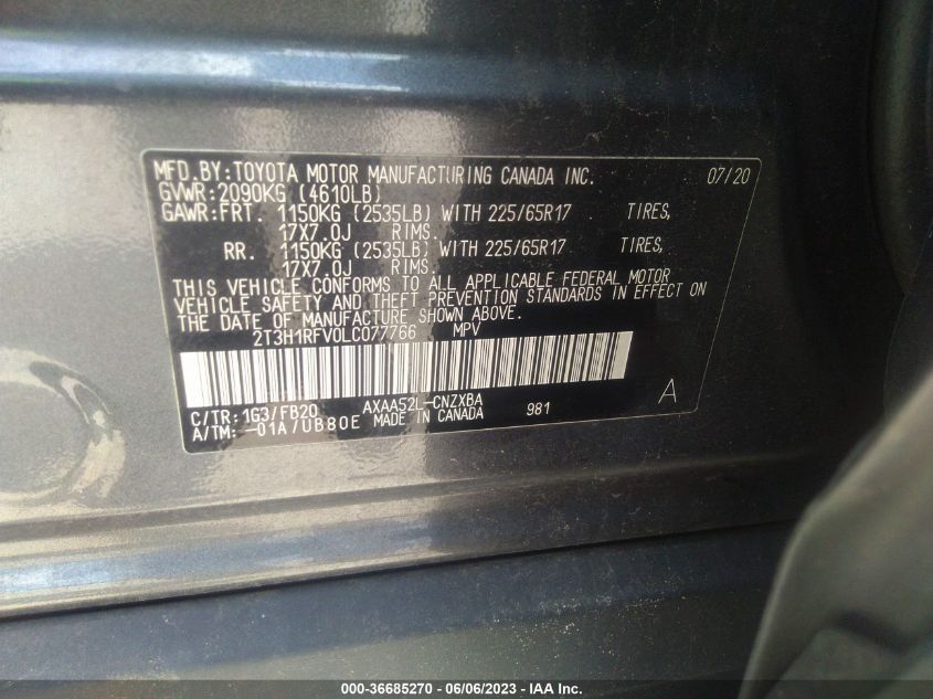 2020 TOYOTA RAV4 LE - 2T3H1RFV0LC077766