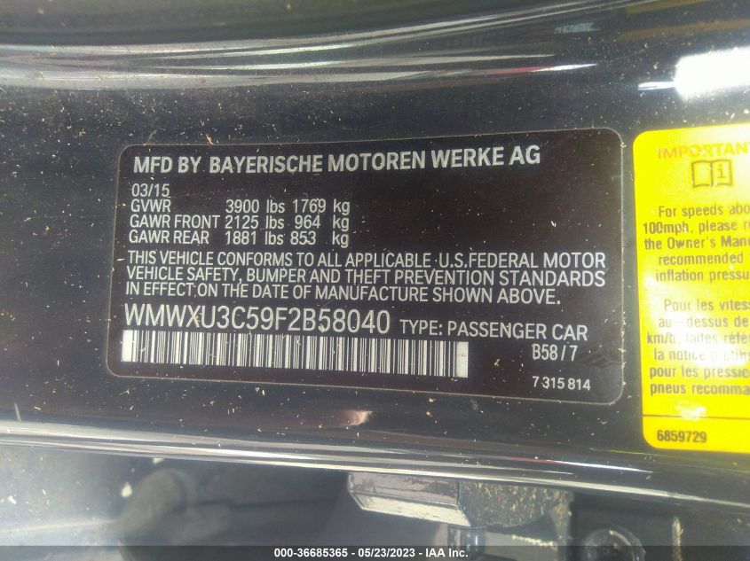 2015 MINI COOPER HARDTOP 4 DOOR S - WMWXU3C59F2B58040